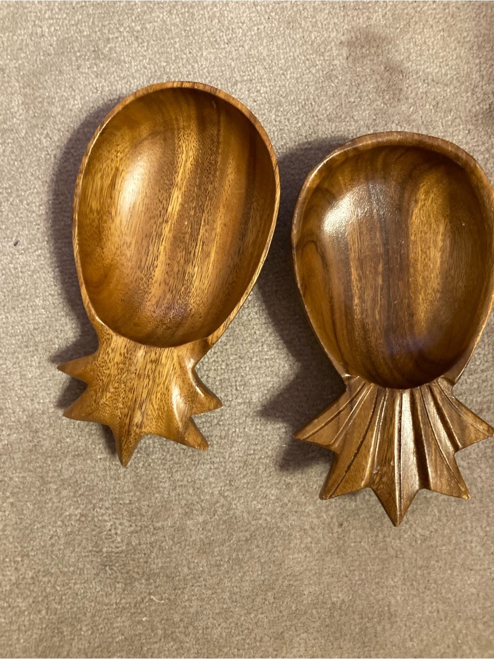 Handcrafted Brown Wooden Pineapple Serving Bowls - Home Dining Set of 2